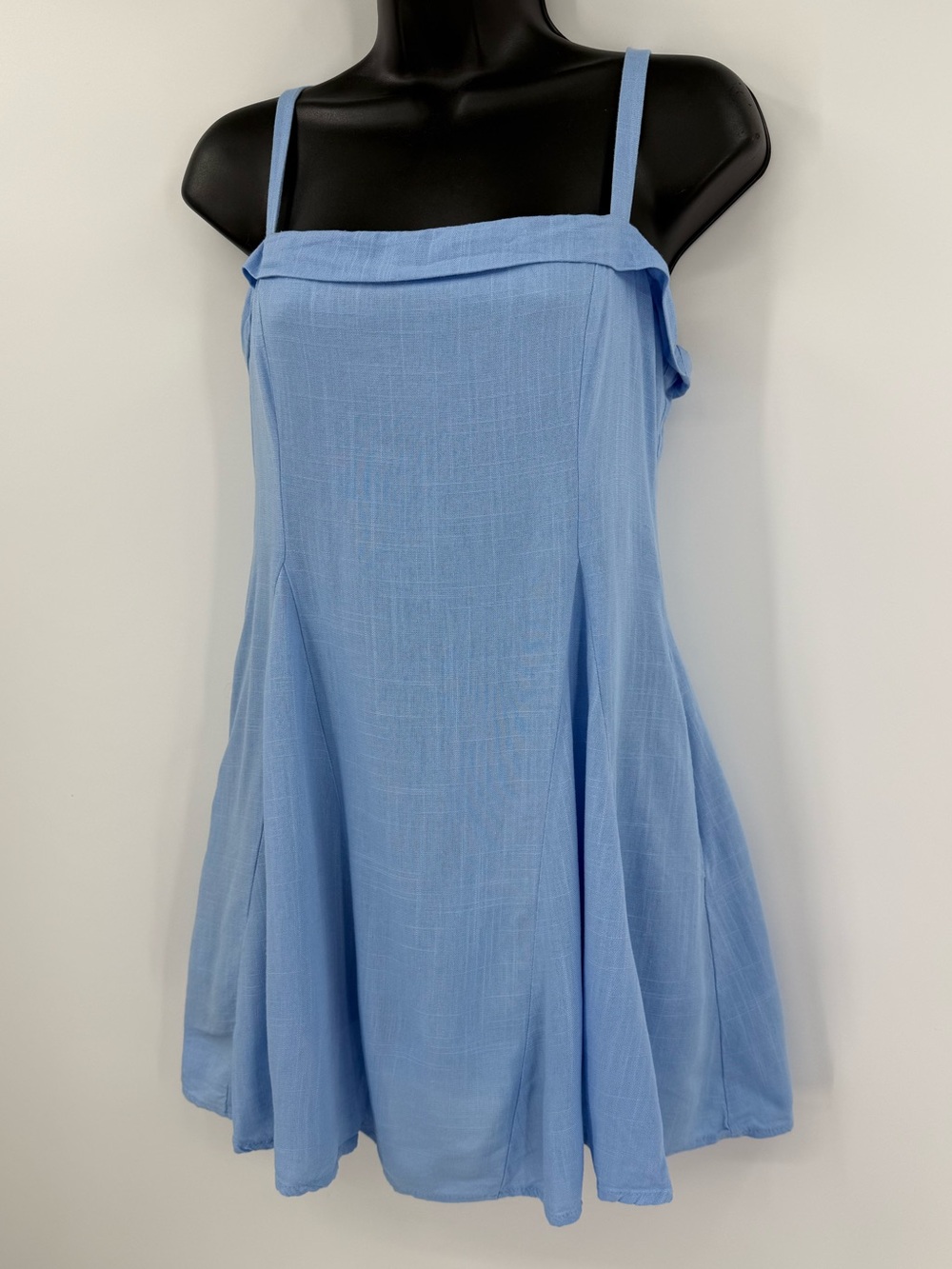 Petal + Pup Caitlin Linen Blend Mini Dress | Blue | Size 6 - Picture 6 of 9